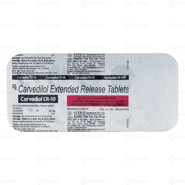 Carvediol CR 10mg Tablet 10s