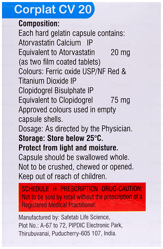 Corplat CV 20/75mg Capsule 10s
