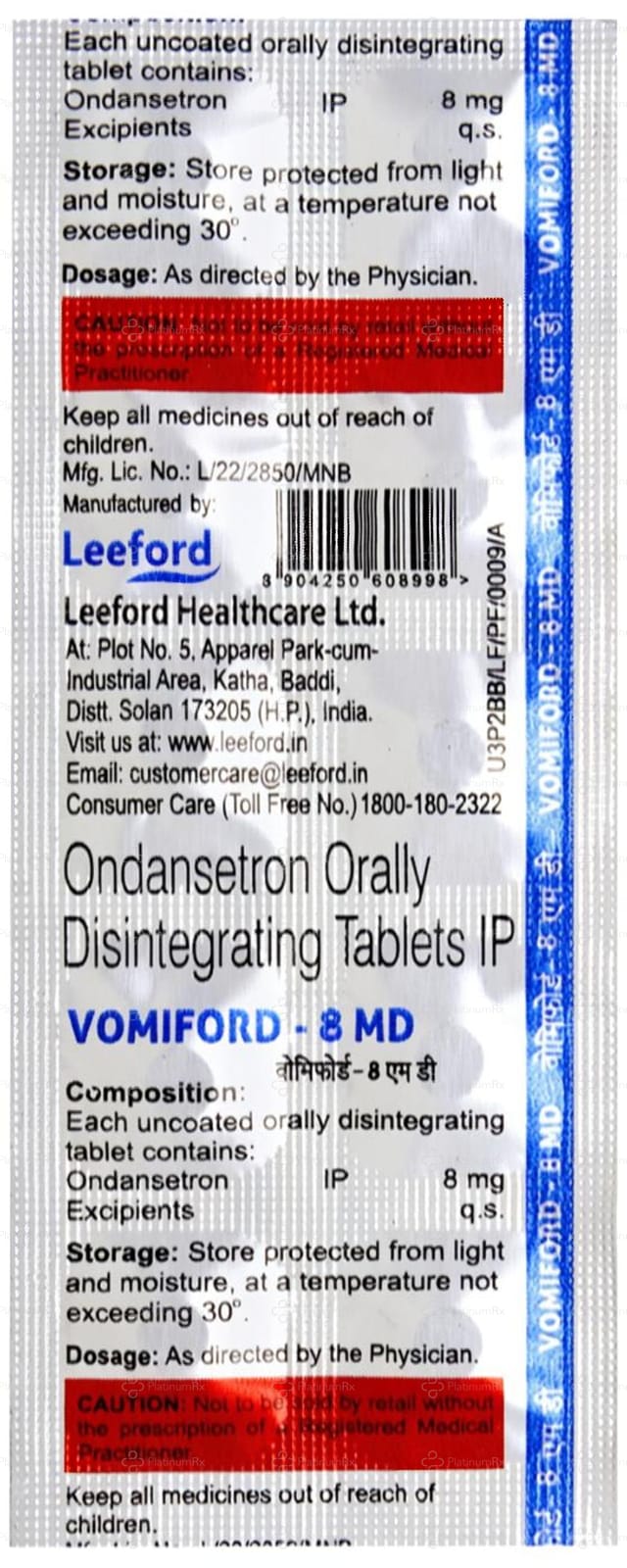 Vomiford 8mg MD Tablet 10s