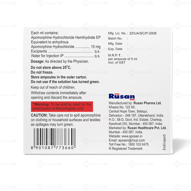 Aposan 10mg Injection 5X3ml