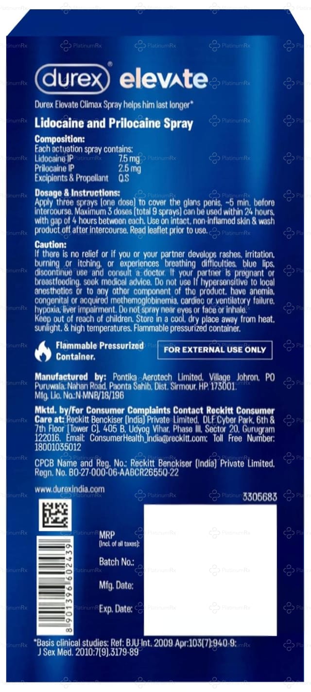 Durex Elevate Climax Spray Men 20gm