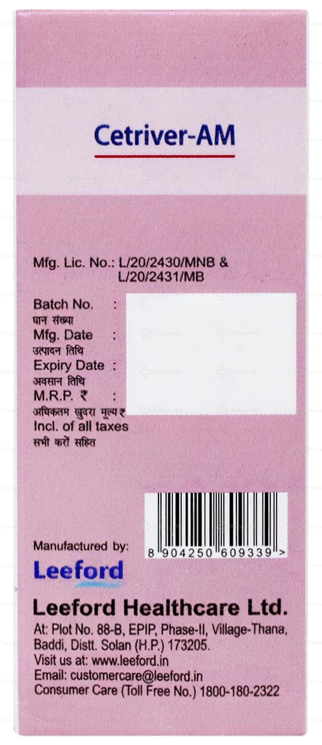 Cetriver AM 5/30mg Syrup 60ml
