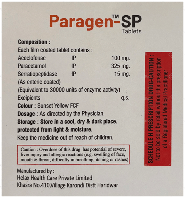 Paragen SP 100/325/15mg Tablet 10s