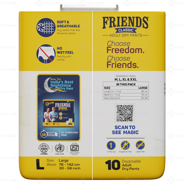 Friends Classic Adult Dry Pant Large Diaper 10s