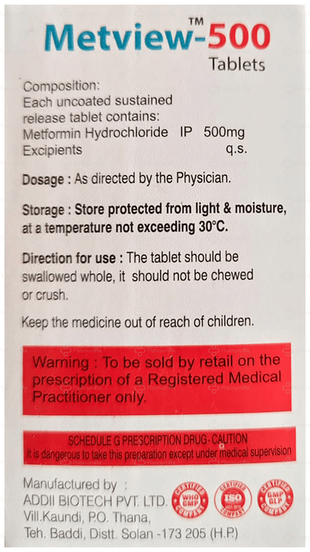 Metview 500mg Tablet SR 10s