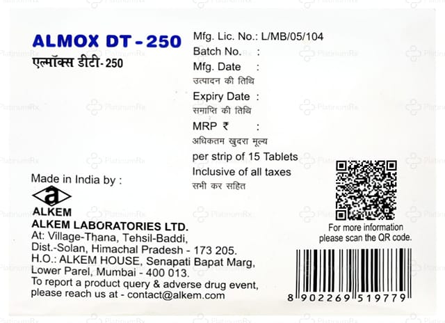 Almox 250mg Tablet DT 15s
