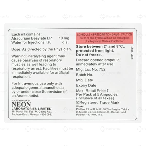 Artacil 25mg Injection 5X2.5ml