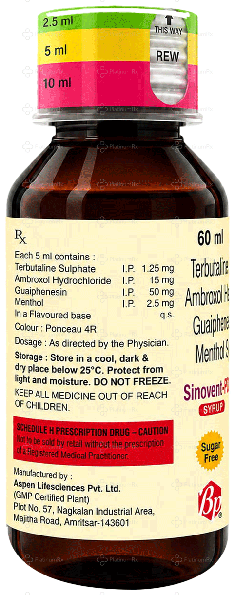 Sinovent PD Raspberry Sugar Free Syrup 60ml