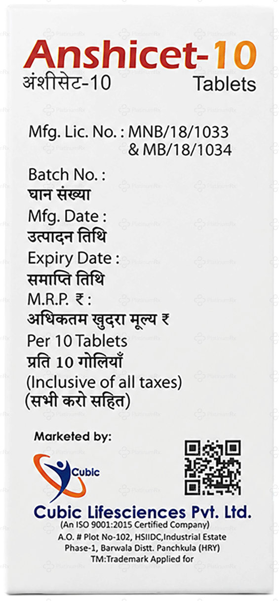 Anshicet 10mg Tablet 10s