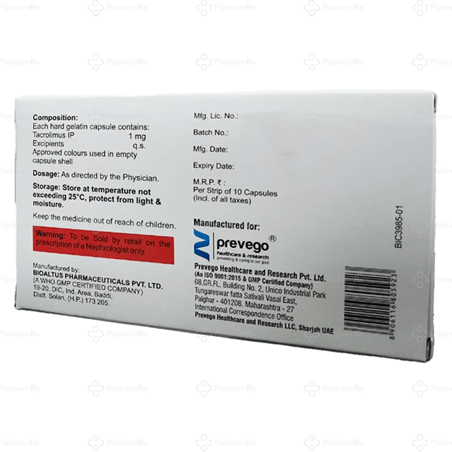 Tacrolius 1mg Capsule 10s