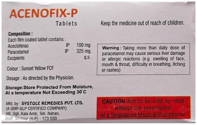 Acenofix P 100/325mg Tablet 10s