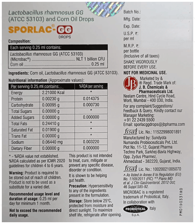 Sporlac GG 3.5ml Drop 1s