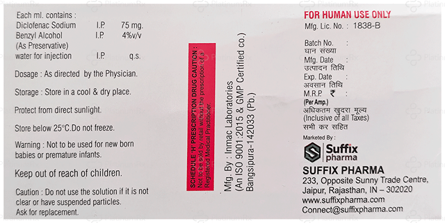 Dicofix AQ 75mg Injection 1ml