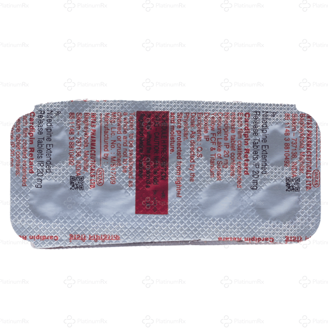 Cardipin Retard 20mg ER Tablet 10s