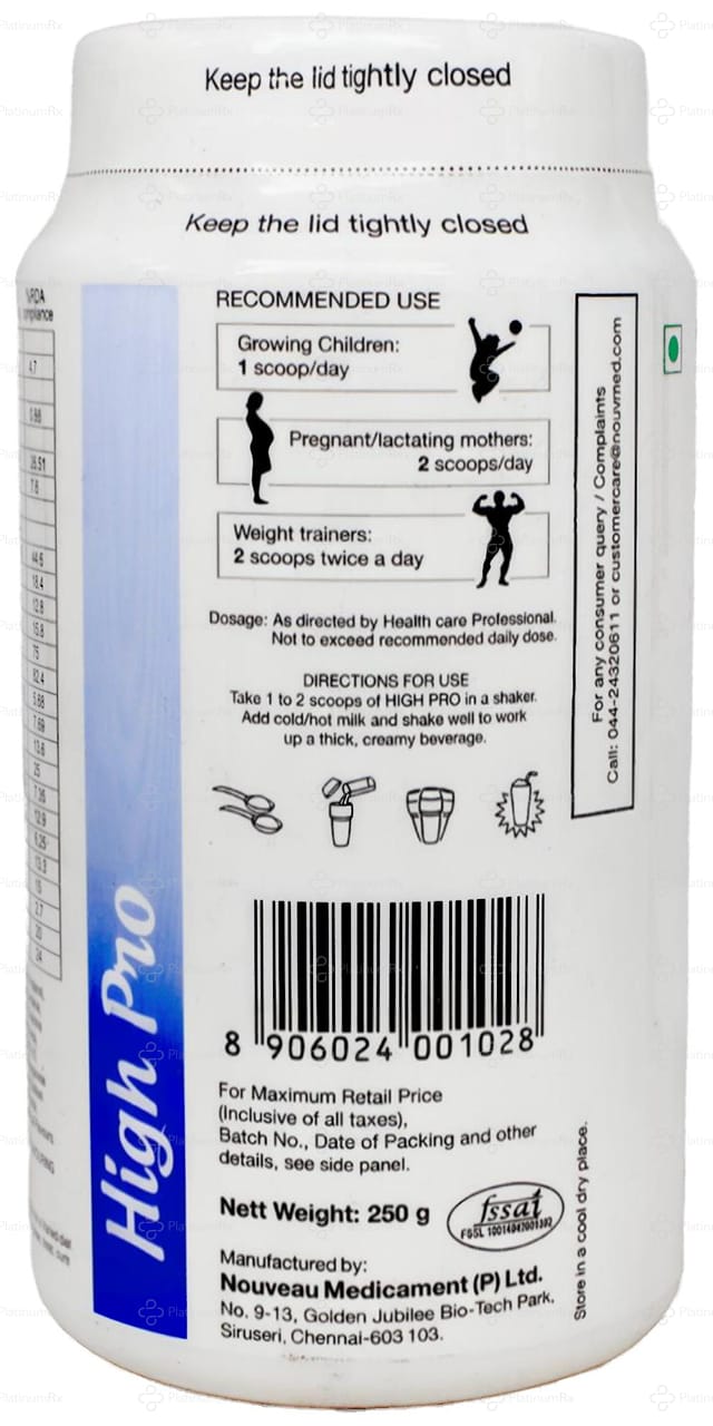 High Pro Dietary Supplement French Vanilla Flavour Powder 250gm