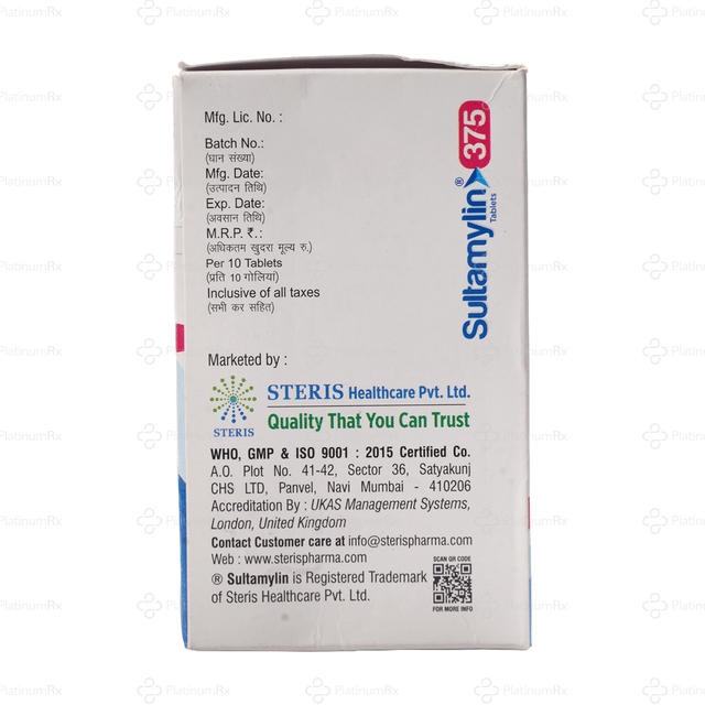 Sultamylin 375mg Tablet 10s