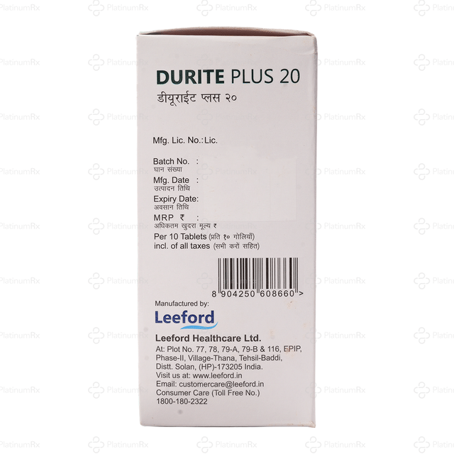 Durite plus 50/20mg Tablet 10s