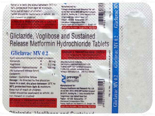 Gliclavac MV 0.2/500/80mg Tablet SR 10s
