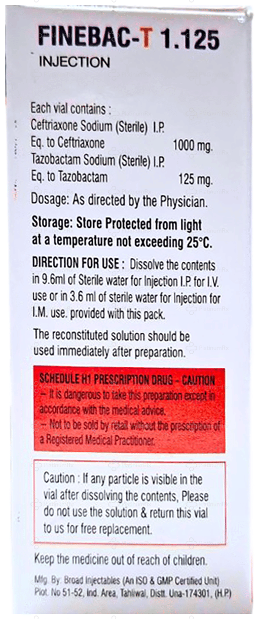 Finebac T 1000/125mg Injection 1s