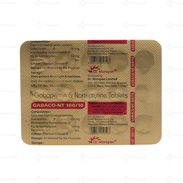 Gabaco NT 100/10mg Tablet 15s
