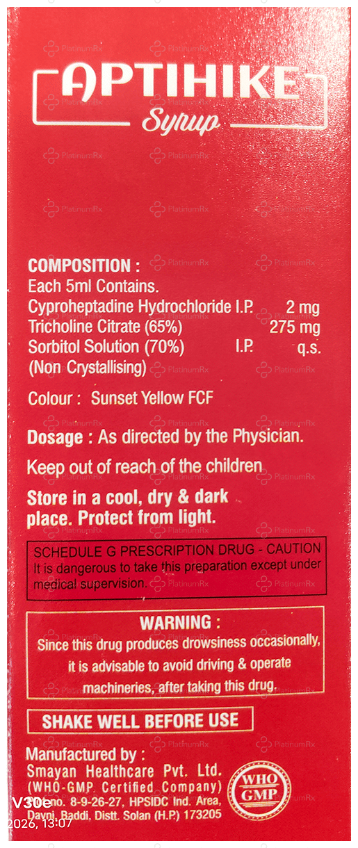 Aptihike 2/275mg Orange Sugar Free Syrup 200ml