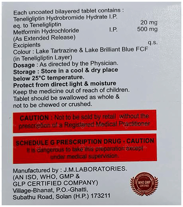 Teneglifern M 500/20mg Tablet ER 10s