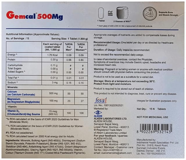 Gemcal 500mg Tablet 15s