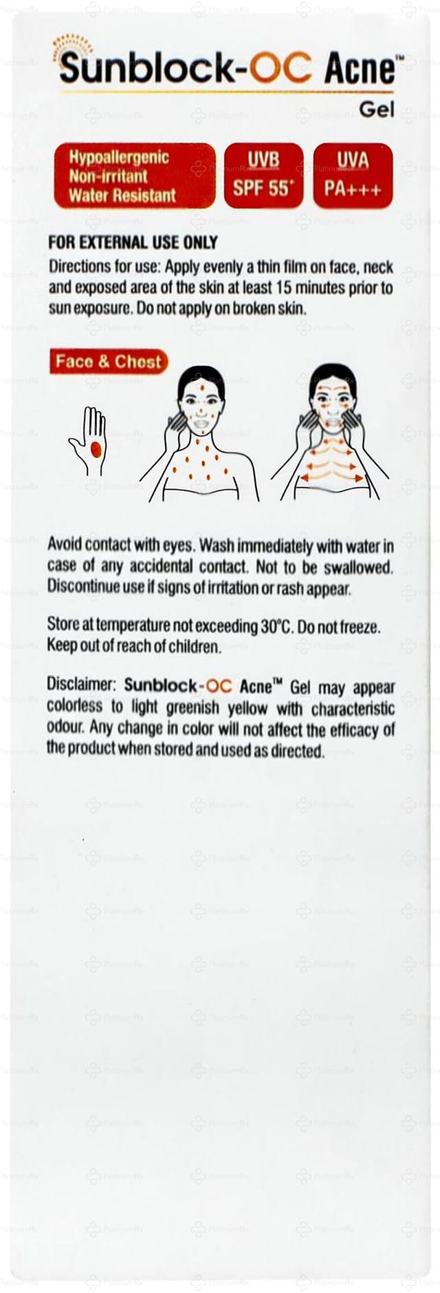 Sunblock OC Acne SPF 55+ PA+++ Matte Gel 50gm