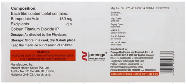 Bempotol 180mg Tablet 10s