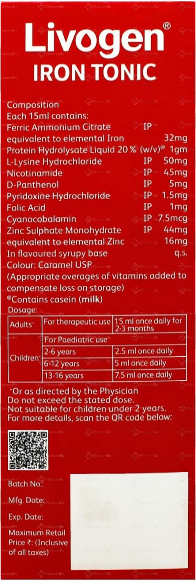 Livogen Iron Tonic Mixed Fruit Flavour Syrup 200ml