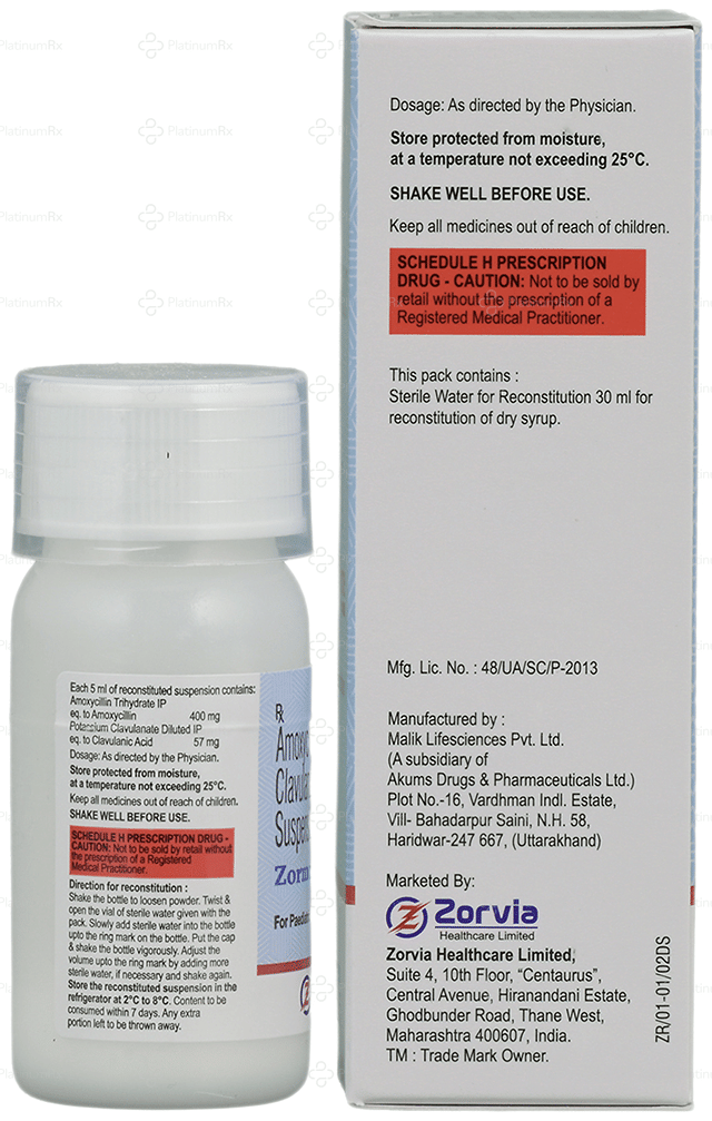 Zormox CV Forte 400/57mg Oral Suspension 30ml