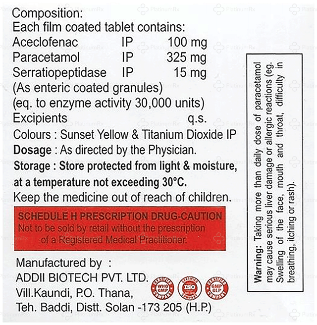 Acpser SP 100/325/15mg Tablet 10s