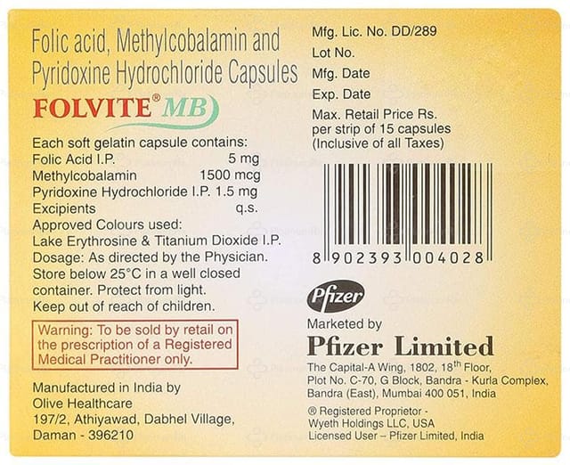Folvite MB 5/1.5/1.5mg Capsule 15s