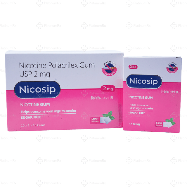 Nicosip 2mg Mint Flavour Sugar Free Chewing Gum 10s