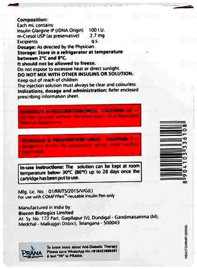 Nobeglar (100 IU/ml) Cartridge Injection 1*3ml