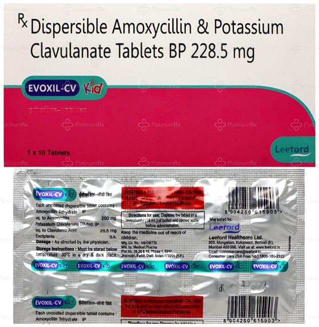 Evoxil CV Kid 200/28.5mg Tablet DT 10s