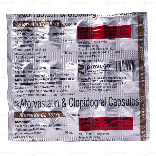 Atorvatin CL 10/75mg Capsule 15s