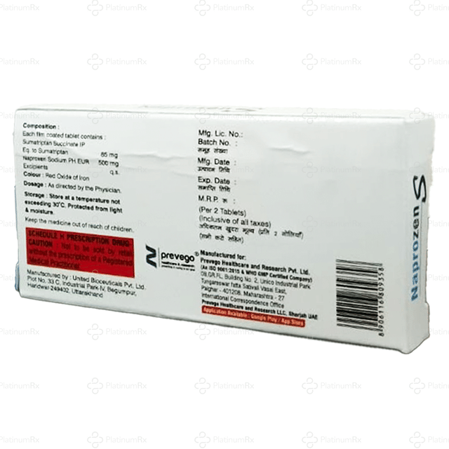 Naprozen S 500/85mg Tablet 2s