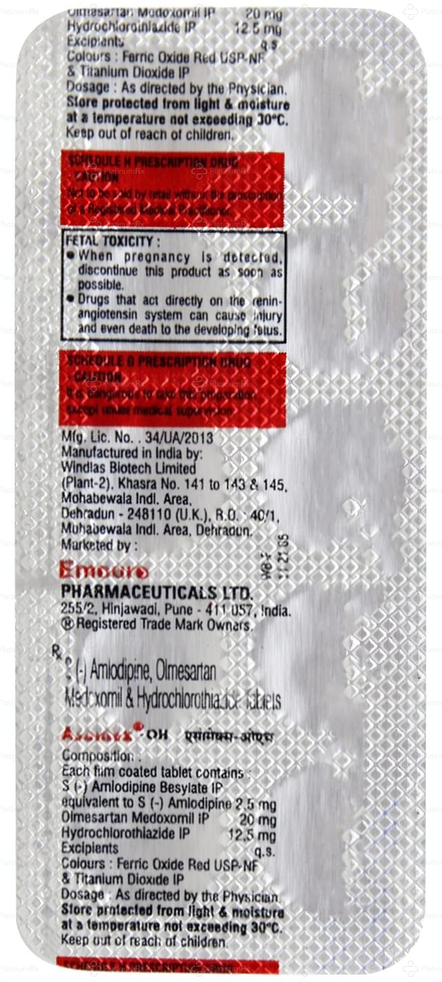 Asomex OH 20/2.5/12.5mg Tablet 10s