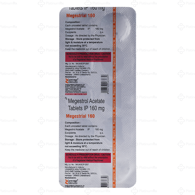 Megestrial 160mg Tablet 10s