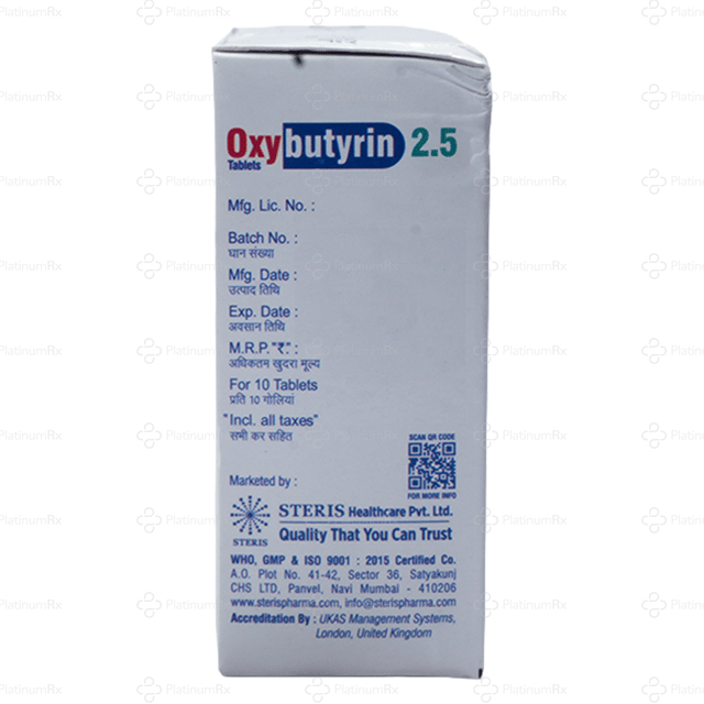 Oxybutyrin 2.5mg Tablet 10s