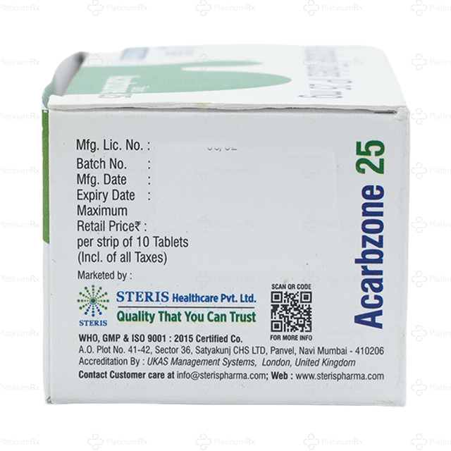 Acarbzone 25mg Tablet 10s