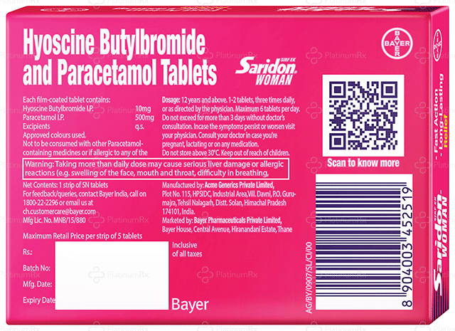 Saridon Woman Tablet 5s