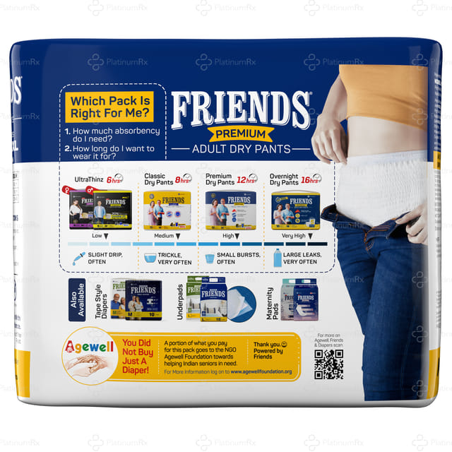 Friends Premium Adult Dry Pants Medium Diaper 10s
