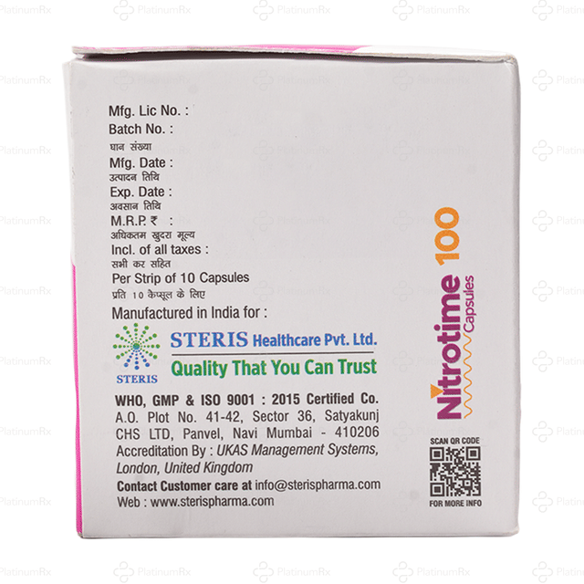 Nitrotime 100mg Capsule 10s