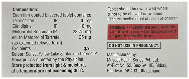 Telmigift MCL 10/23.75/40mg Tablet ER 10s