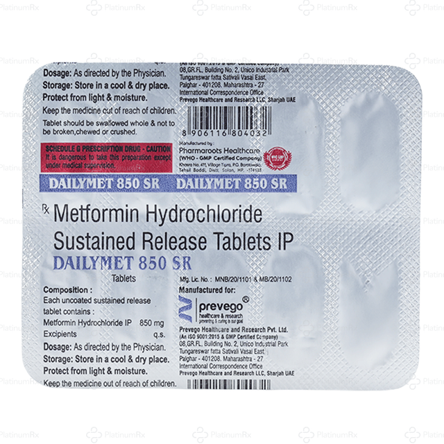 Dailymet 850mg SR Tablet 10s