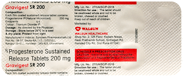 Gravigest 200mg Tablet SR 10s