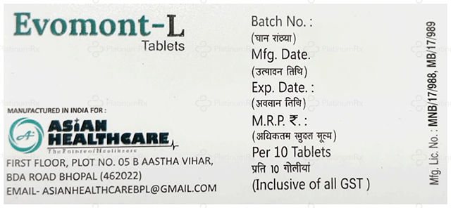 Evomont L 5/10mg Tablet 10s