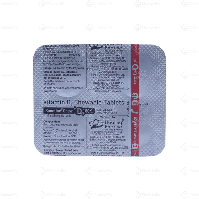 Bonefine Chew D3 60K Chewable Tablet 4s
